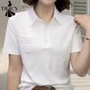 Women's Fashion Casual Summer Spring Solid Color Print Short Sleeve POLO Neck Blouses & Shirts