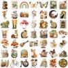 50pcs Vintage Animal Flower PVC Sticker Aesthetic Children's Stationery DIY Decoration Scrapbooking School Supplies