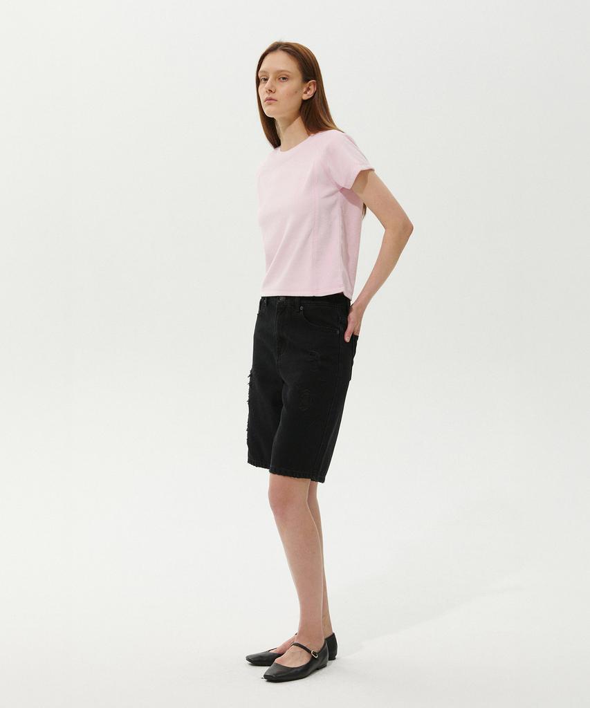 PLAC WOMEN Velour Raglan Short Sleeve T-Shirt Pink