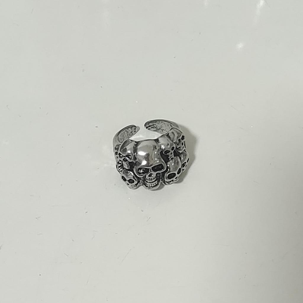 Stainless Steel Skull Open Ring For Men, Fashionable Hip-hop Jewelry Gift