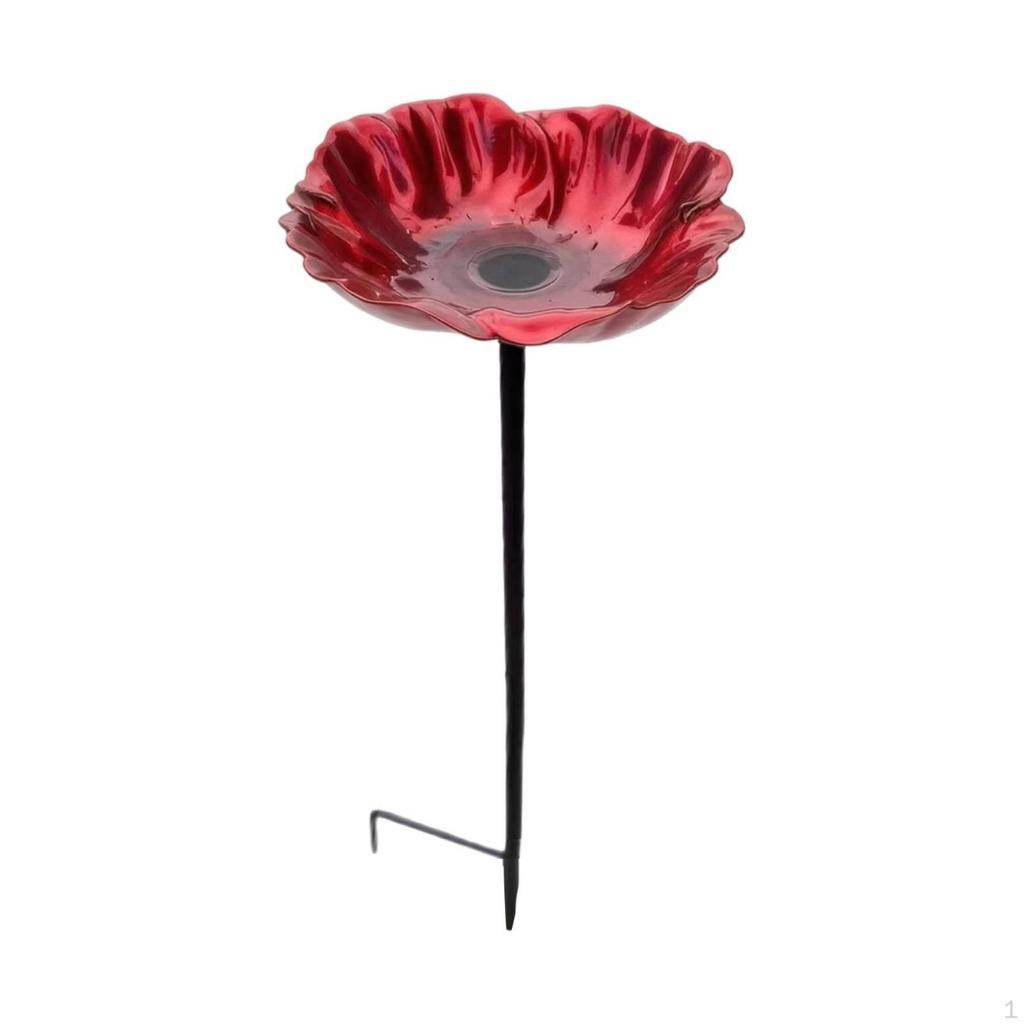 Garden Stake with Flower Basin Metal Feeder Outdoor Bird for Birds,