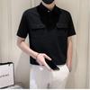 Youthful Korean Short-Sleeved Polo Shirt for Men - Trendy Lapel T-Shirt with Loose Pocket Design for Summer