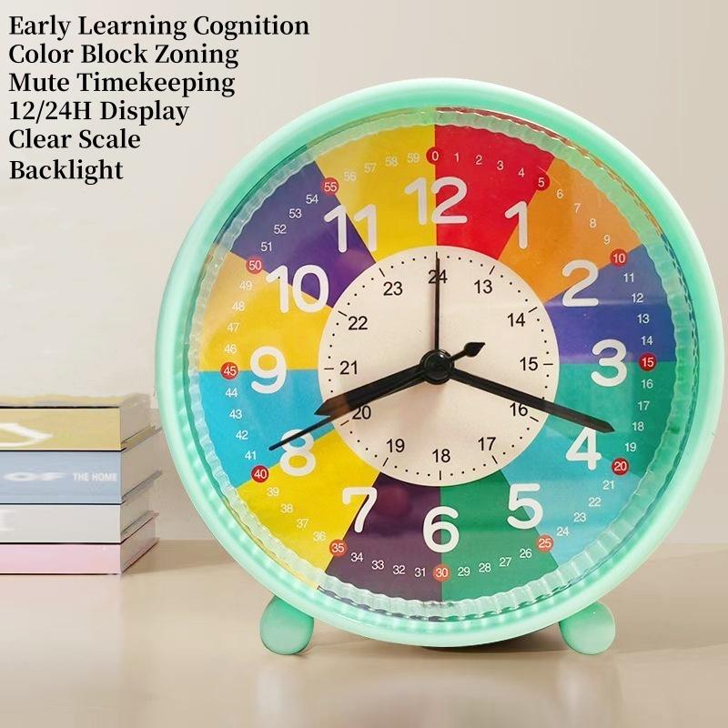 

Цифровой будильник с подсветкой для раннего обучения, питание от батареек типа АА, бесшумные настольные часы с цветным блоком, зонирование 12/24 ч, электронные ЖК-часы