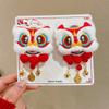 Plush Chinese New Year Headwear Tassel Ancient Style Hairpin Children Red Bow Hairpin  Children