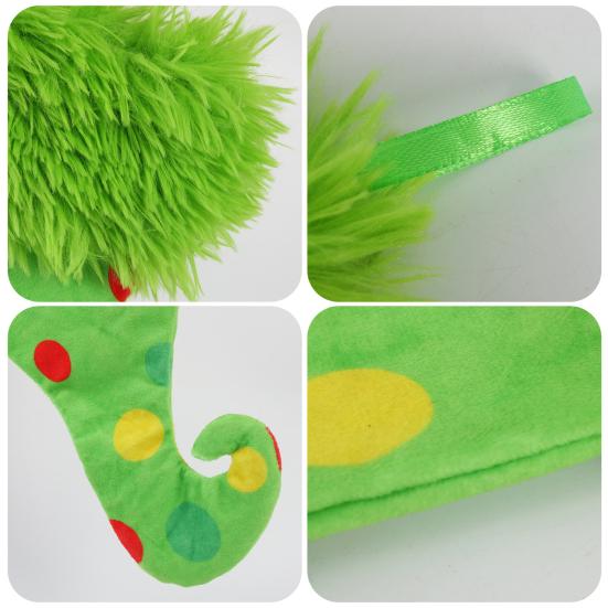 Green Christmas Stockings Faux Fur Xmas Hanging Treat Bag Candy Pouch Holder Festive Atmosphere Decoration
