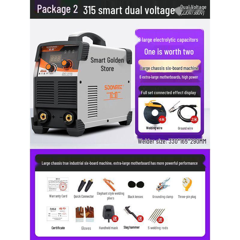 220V/380V Dual Voltage Portable Welder - Pure Copper, Industrial Grade, Household/Small Use, 315 Model