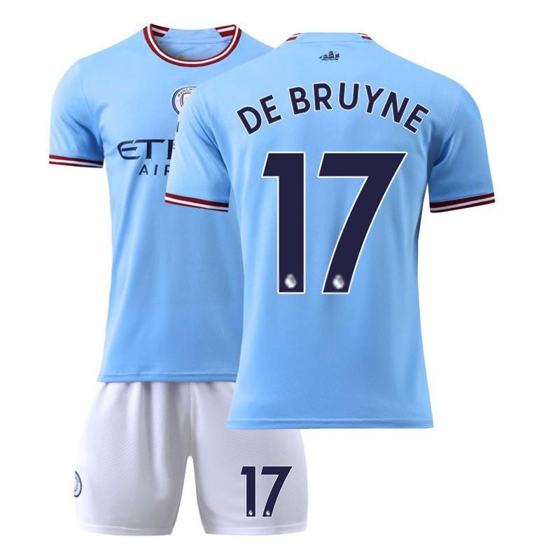 2223 Manchester City Jersey No. 17 De Braunet Home Away Children Adult 10 Aguero Football Set