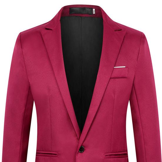 Thin Type Pockets Men Blazer Long Sleeve Single Button Lapel Suit Jacket Male Clothing