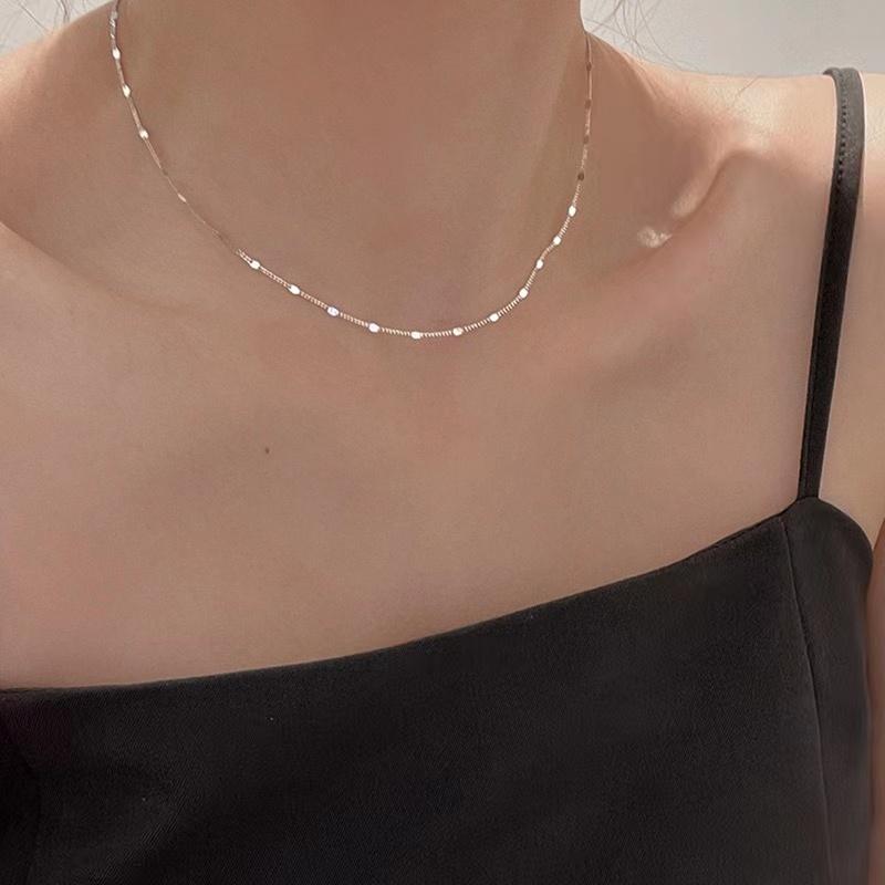 

925 Sterling Silver Necklace Simple Charm Personality Woman Clavicle Chain Choker Birthday Gift for Friends Exquisite Jewelry