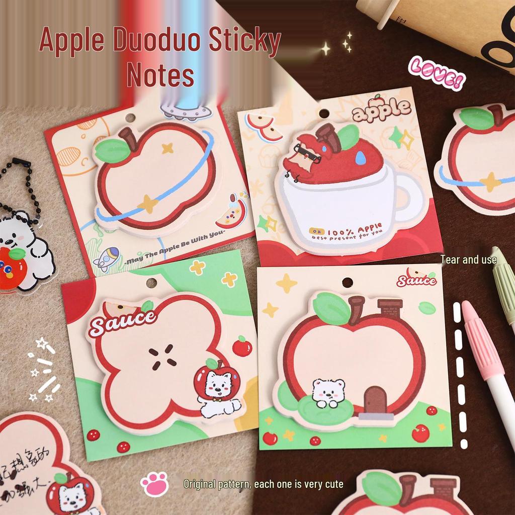 Apple Duoduo Cute Reusable Adhesive Sticky Notes for Students and Office