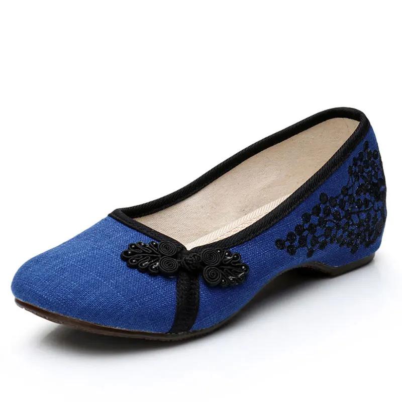 Canvas Dance Shoes  Women's Lightweight Walking Shoes Summer Breathable Dance Sneakers Embroidered Traditional Fabric Low Shoes