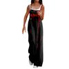 Wide Leg Overalls For Women Casual Loose Sleeveless Print Button Long Pant Romper Jumpsuit With Pockets