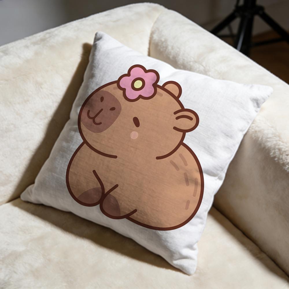 Capybara Cushion Cover Soft Decorative Pillow Case Suitable for Bedroom Sofa Car Travel Use