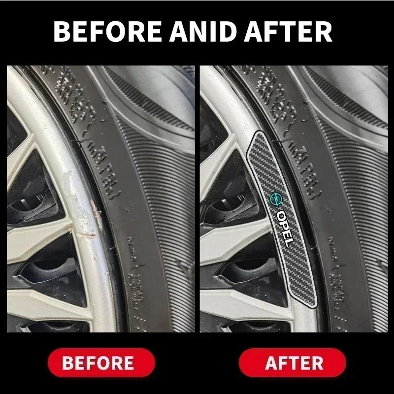 AAHG1 4pcs Car Tire Rims Stickers Wheel Accessories Decals For Opel Astra H Astra J G Corsa Insignia Zafira B Vectra C Corsa D Vivaro