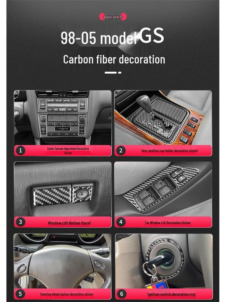 Lexus GS 98-05 Carbon Fiber Interior Center Console Air Vent Panel Sticker