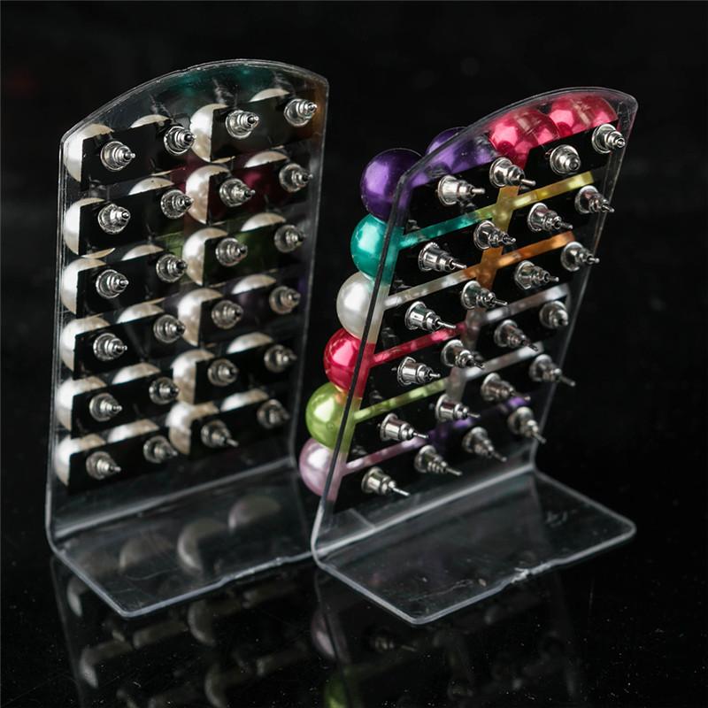 12 пар цветных белых сережек-гвоздиков с искусственным жемчугом для женщин — фото 4