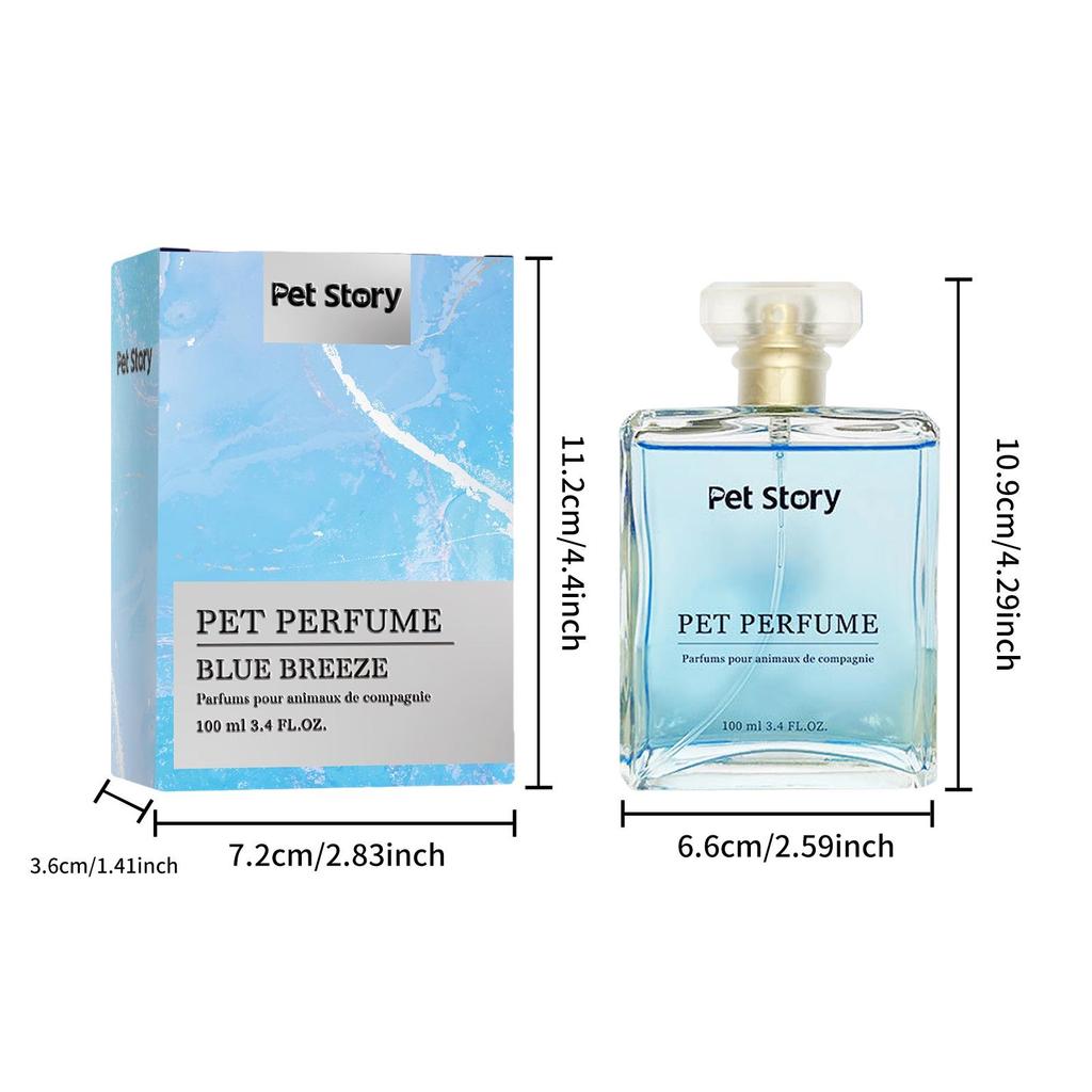 Pet Perfume 100ml: Long-lasting Deodorizing Spray for Cats & Dogs in Elegant Glass Bottle
