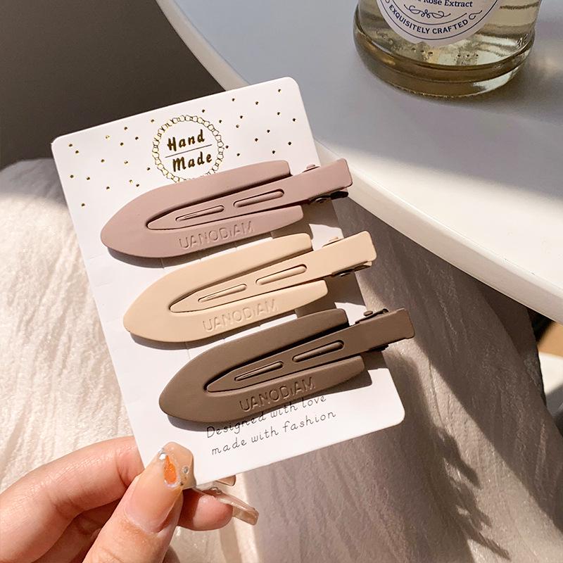 Set of 3 Gradient Coffee & Candy Color Duckbill Hair Clips - European & American Style