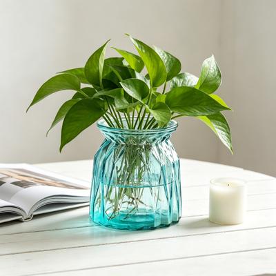 Glass Bud Vase Small Clear Flower Vase for Centerpiece Vintage Decorative Vase for Wedding Party Baby Shower Dining Table Decor