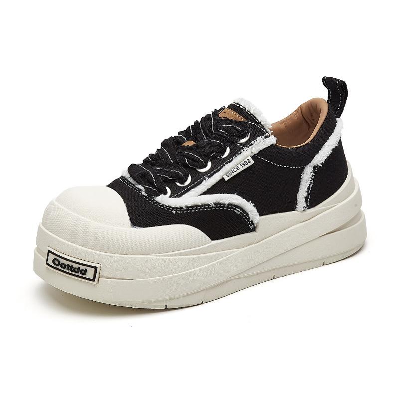 

Canvas men and women couples casual thick bottom height increase versatile white 2025 spring and autumn new Guochao big head 44 male чёрный