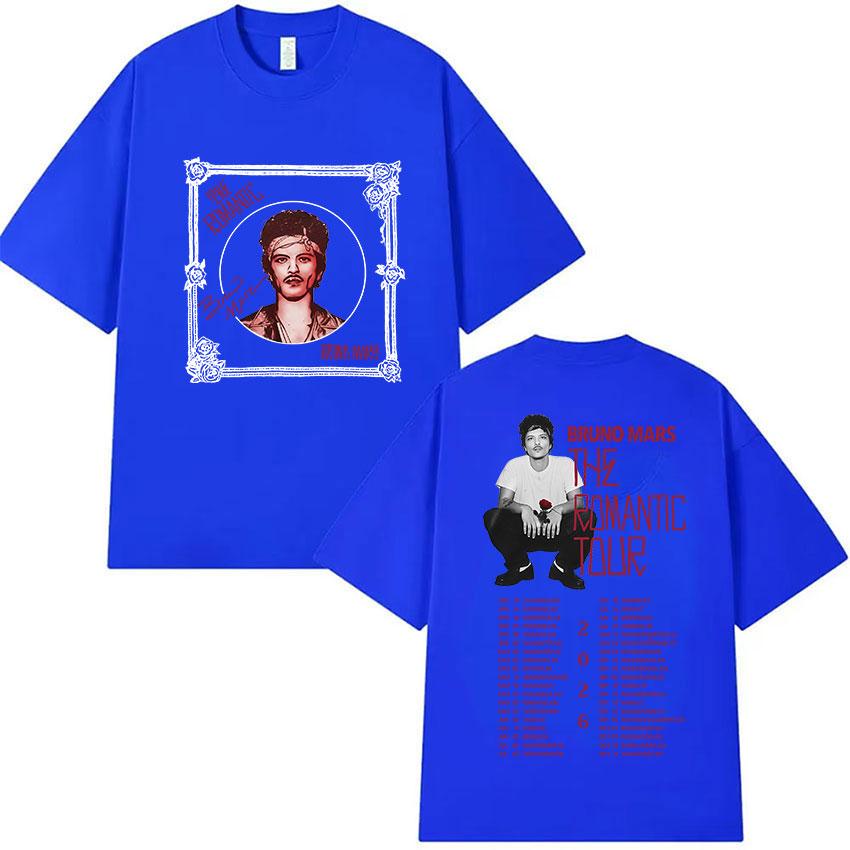 Bruno Mars The Romantic Tour 2026 Sommer Bedrucktes T-Shirt Herren Hip Hop Luxus Mode T-Shirt Y2k Retro Harajuku Baumwoll-T-Shirt