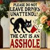 Vintage Cat Metal Poster Wall Art Bar Sign No Drinks