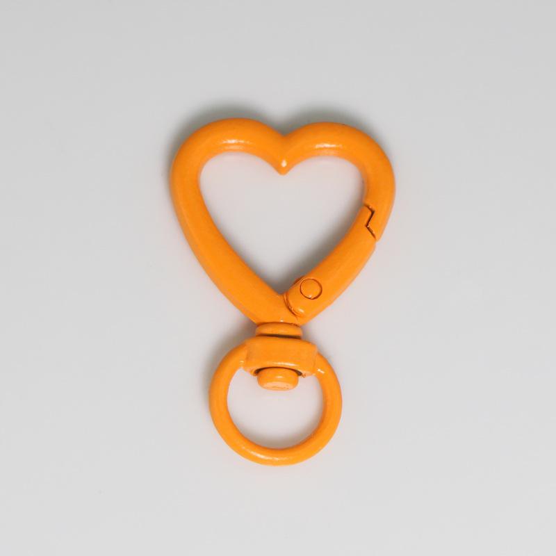 Multicolor Heart Keychain DIY Jewelry Accessory with Versatile Bag Pendant & Lobster Clasp оранжевый