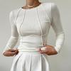 Women S Slim Fit Long Sleeve Round Neck Solid T Shirt