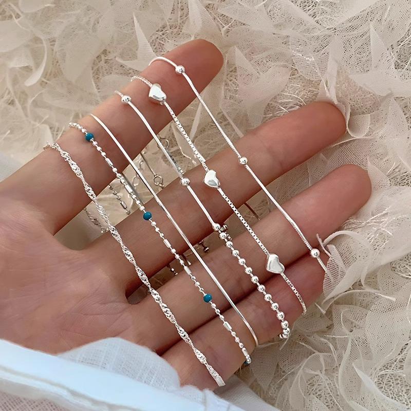 Sweet Layered Heart Bracelet, Women's S925 Silver Plated Fashion Bangle - Simple, Exquisite Trendy Jewelry