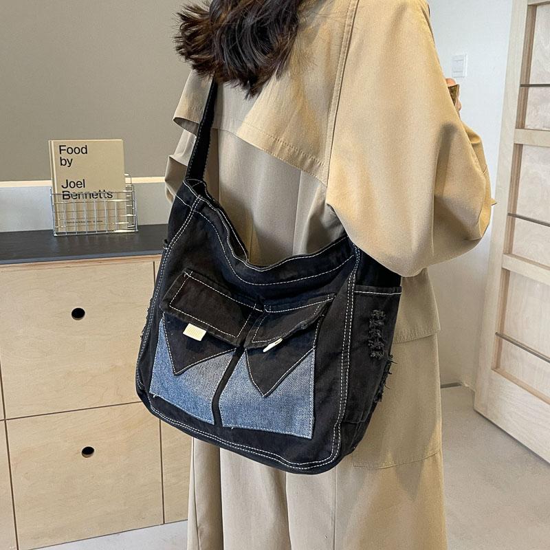 Jeanstasche, große Kapazität, Tragetasche, Umhängetasche, lässige Umhängetasche für Studenten