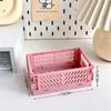 Cute Ins Folding Plastic Storage Rack Organizer Box Student Portable Desktop Food Toy HandAccount Tape Stationery Storage Basket