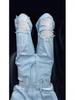 Light Blue Heavy-Duty Rhinestone Ripped Women's Jeans - 2026 Summer Loose Lace Design