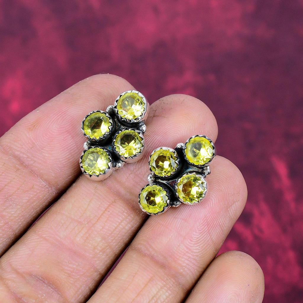 Citrine Gemstone 925 Sterling Silver Handmade Wedding Earrings Jewelry For Thanksgiving