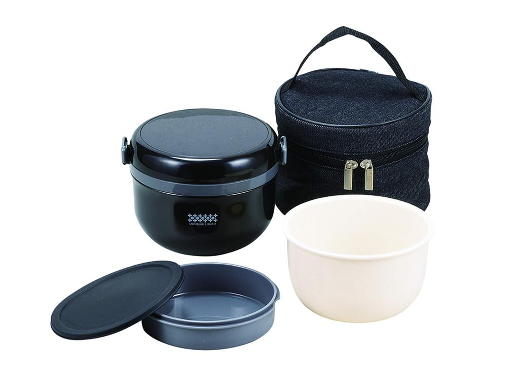 Pearl Metal Thermal Lunch Box Bowl Special Size 540ml BK Denim Lunch with Bag Hokadon HB-5467