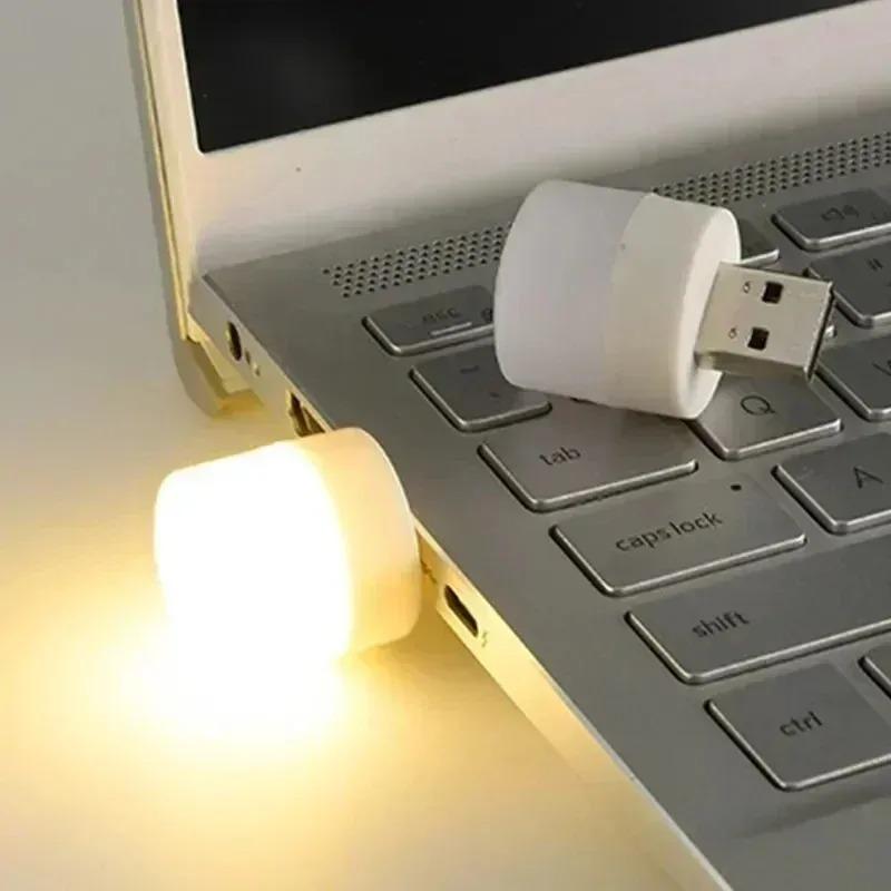 Mini USB Night Lights Warm White Light Eye Protection Book Reading Lamps USB Plug Computer Mobile Power Charging LED Lamp Bulbs