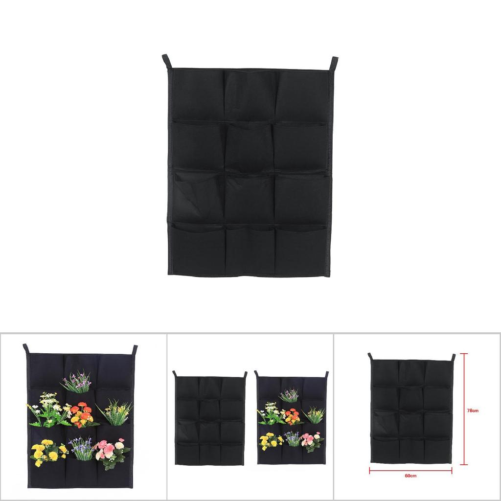 Pocket Vertical Felt Garden Plant Grow Container Bags Wall Hanging Planter 12 Pocket 78*60CM