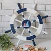 Mediterranes Holzschiffsraddekor 45cm Nautisches Ruder Handgefertigt Handwerklich Langlebiges Hängendes Ornament für die Wohnzimmerwand