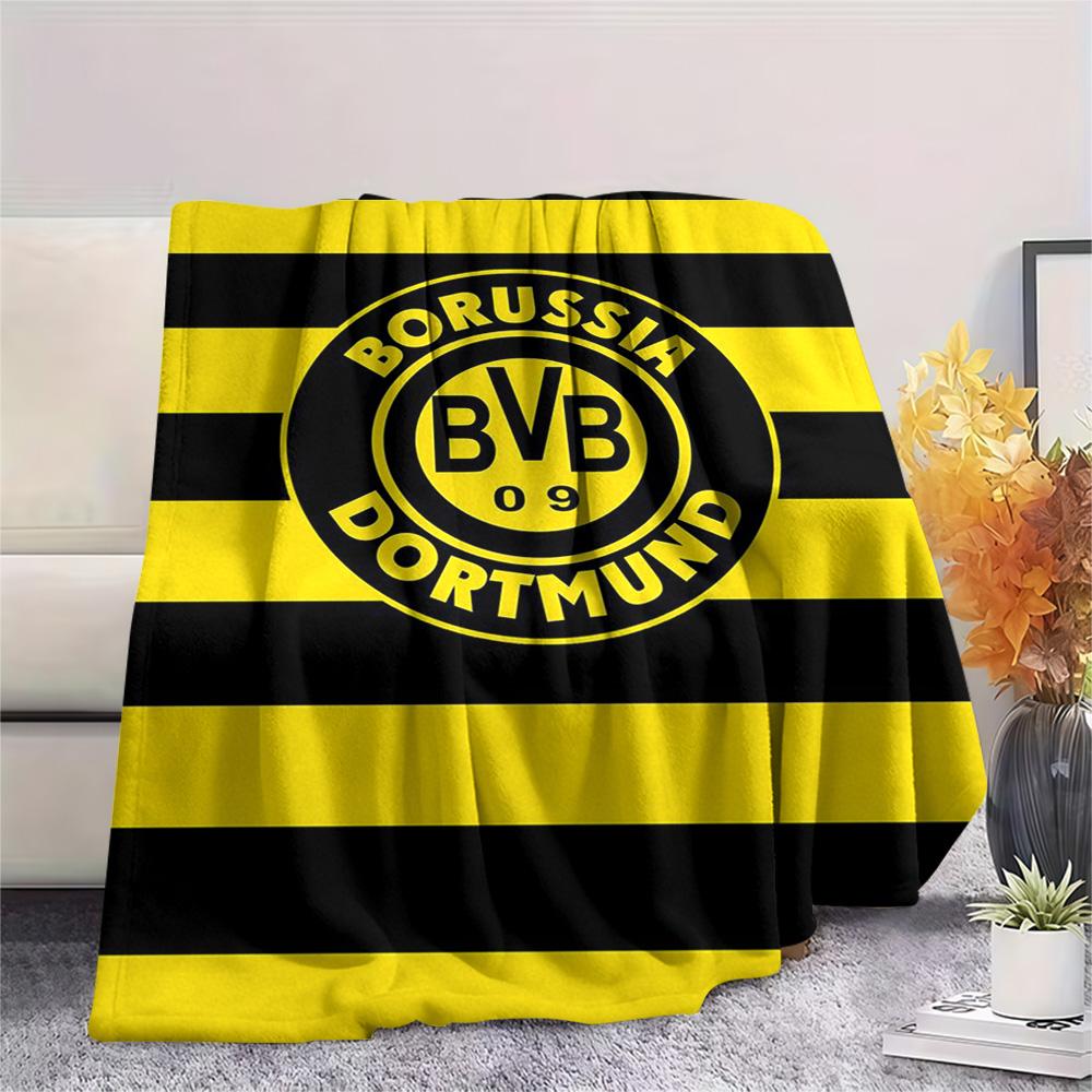 1 szt. Koc Flanelowy z Nadrukiem Borussia Dortmund Wysokiej Jakości Ciepły Komfortowy Pokrowiec na Wszystkie Pory Roku Idealny na Prezenty Wystrój Domu