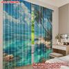 Set Of 2 Digital Print Sea Beach View Curtains Coastal Landscape Window Drapes Living Room Bedroom Home Decor Non Woven Curtain Polyester Perfect For