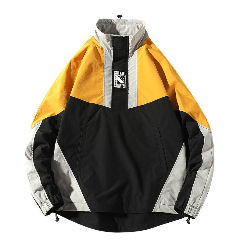 Buy 2020 Men Hip Hop Jacket Spring Coat Harajuku Retro Color Block