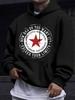 American/European Style Unisex Autumn/Winter Printed Hoodie Long-Sleeve Sweatshirt, Red Star Distressed Vintage Logo Hooded Print Sweatshirt, Vintage 