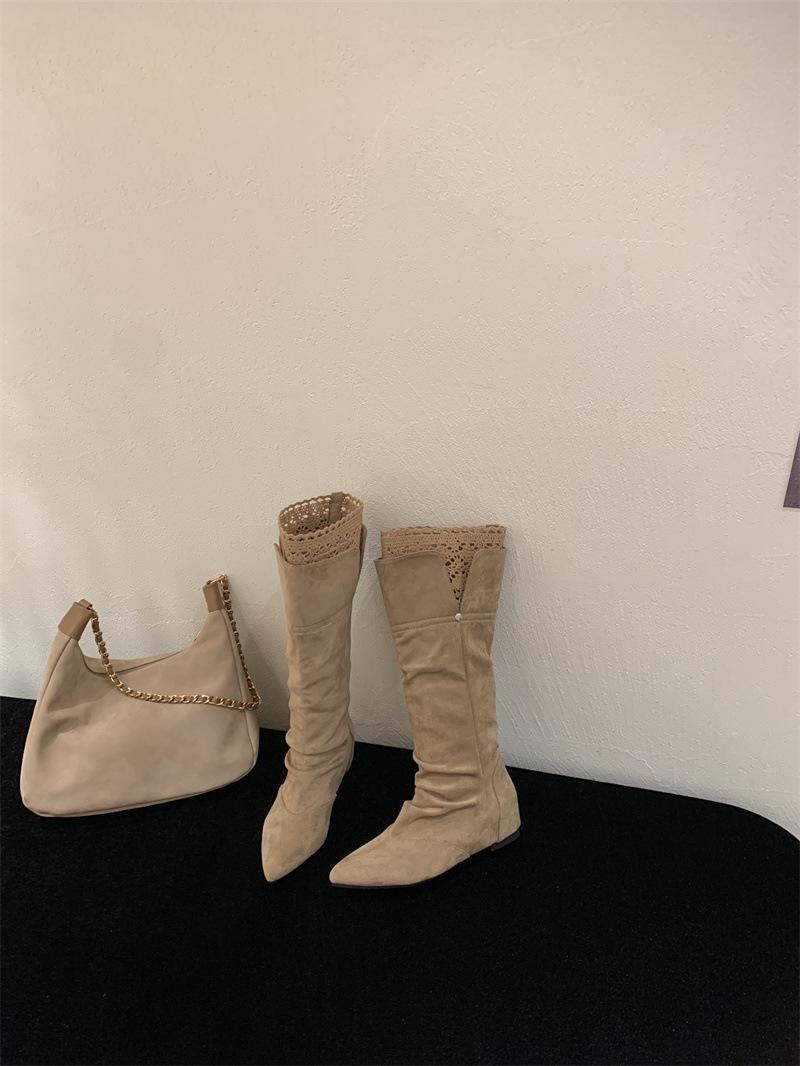 

French retro pointed inner increase knight boots women s 2025 autumn and winter new temperament versatile and thin but knee boots 39