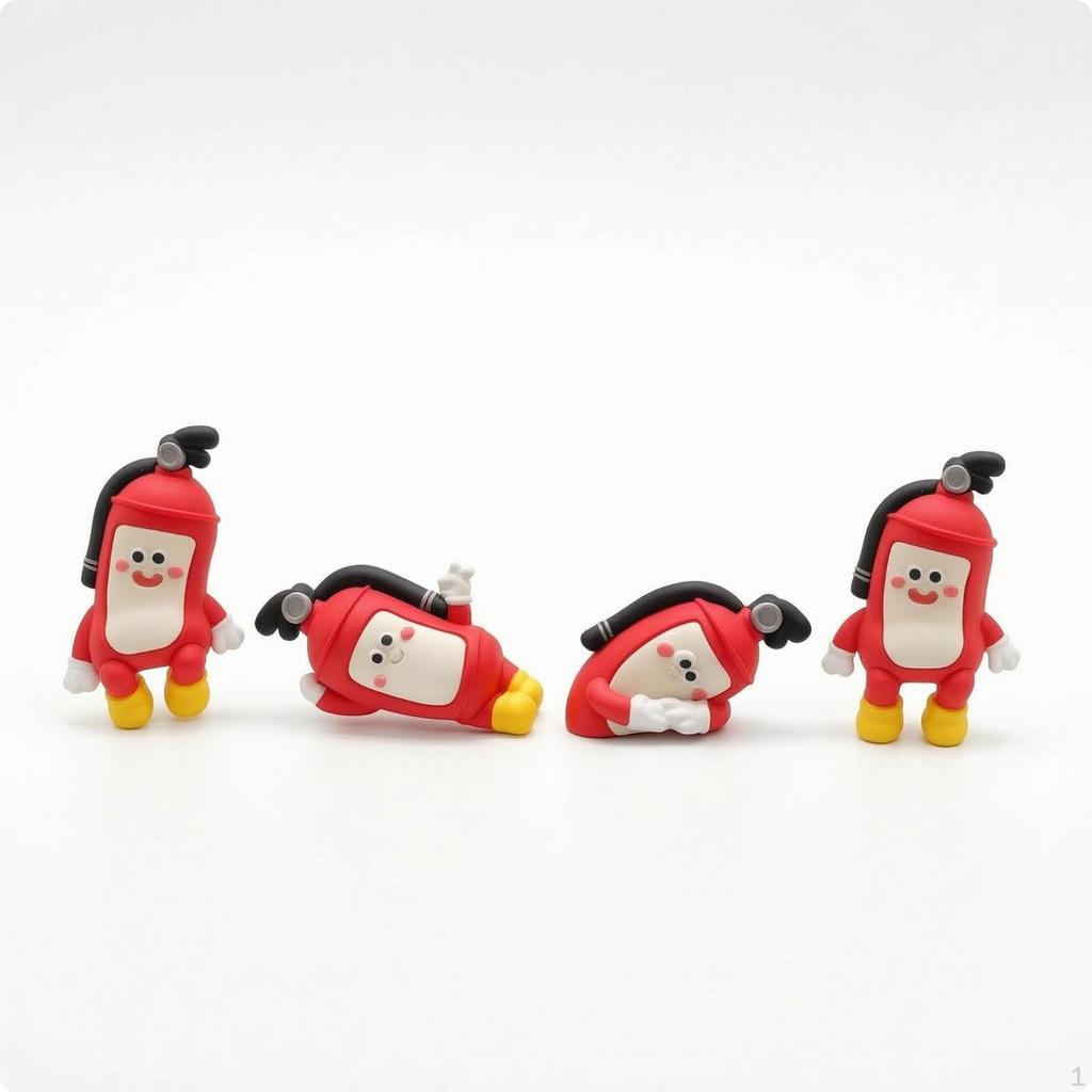4 Pieces Fire Suppression Device Figurine Cute Cartoon Adorable Screen Edge Hanger for Car