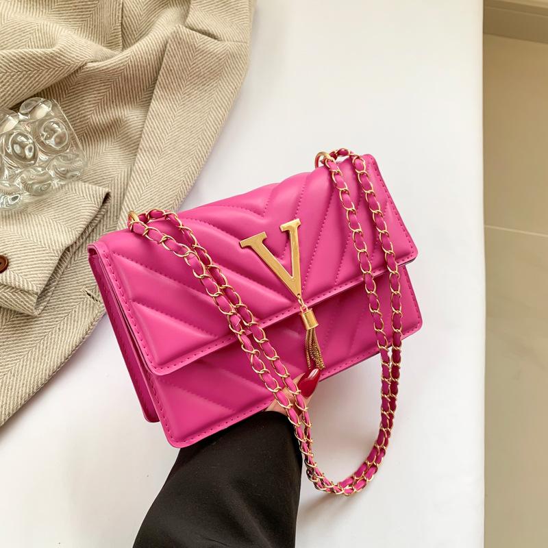 

2024 літо новий Xiaoxiangfeng однотонна сумка через плече повсякденна ретро коса сумка жіноча модна трендова маленька квадратна сумка жіноча рожевий червоний колір