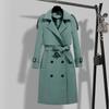 Women Long Trench Coat Fashion Windproof Coat Double Breasted Trench Coats Green Belt Windbreaker Spring Autumn Female Outerwear