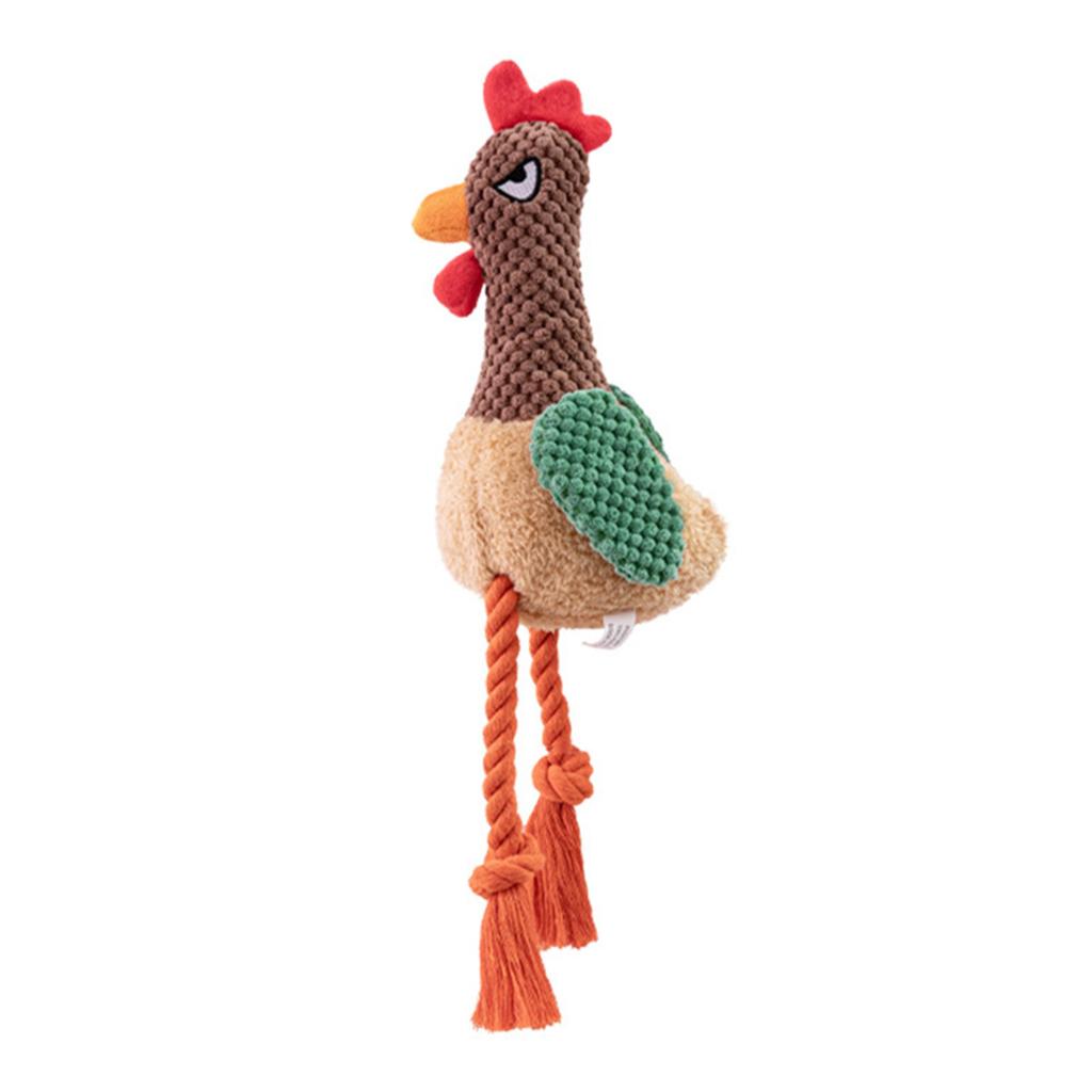 Squeaky Plush Rooster Dog Chewing Rope Toy With Soft Cotton Soothing Teething Toy For Indoor Outdoor Pet Entertainment