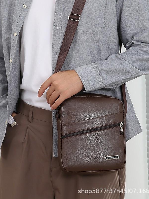 Men's Versatile PU Leather Crossbody Bag - Casual, Large Capacity, Shoulder Bag for Business and Travel