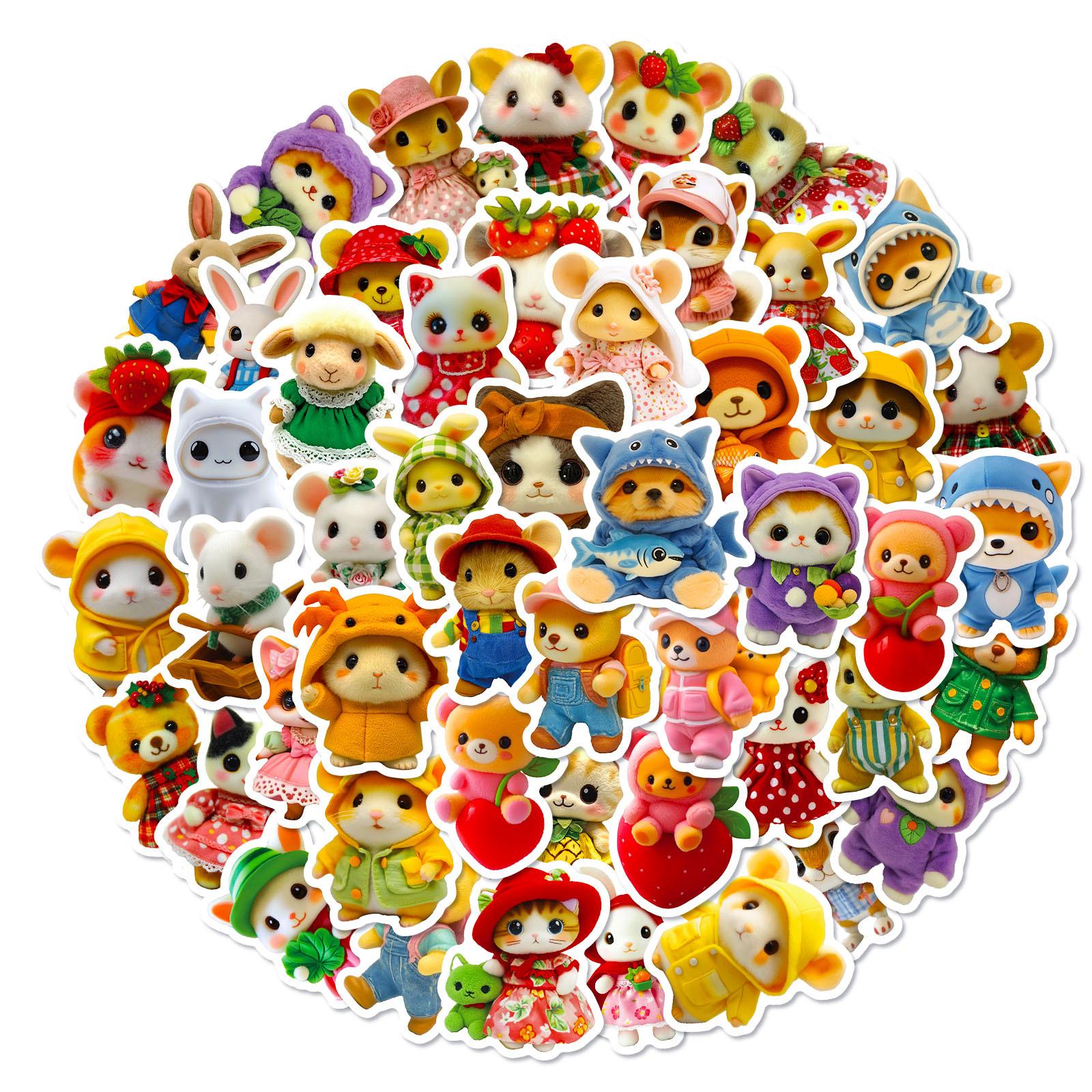 

Новые 50 плюшевых мультяшных наклеек с плюшевым мишкой, милые, без повторений, декоративные водонепроницаемые наклейки для мобильного телефона, ноутбука