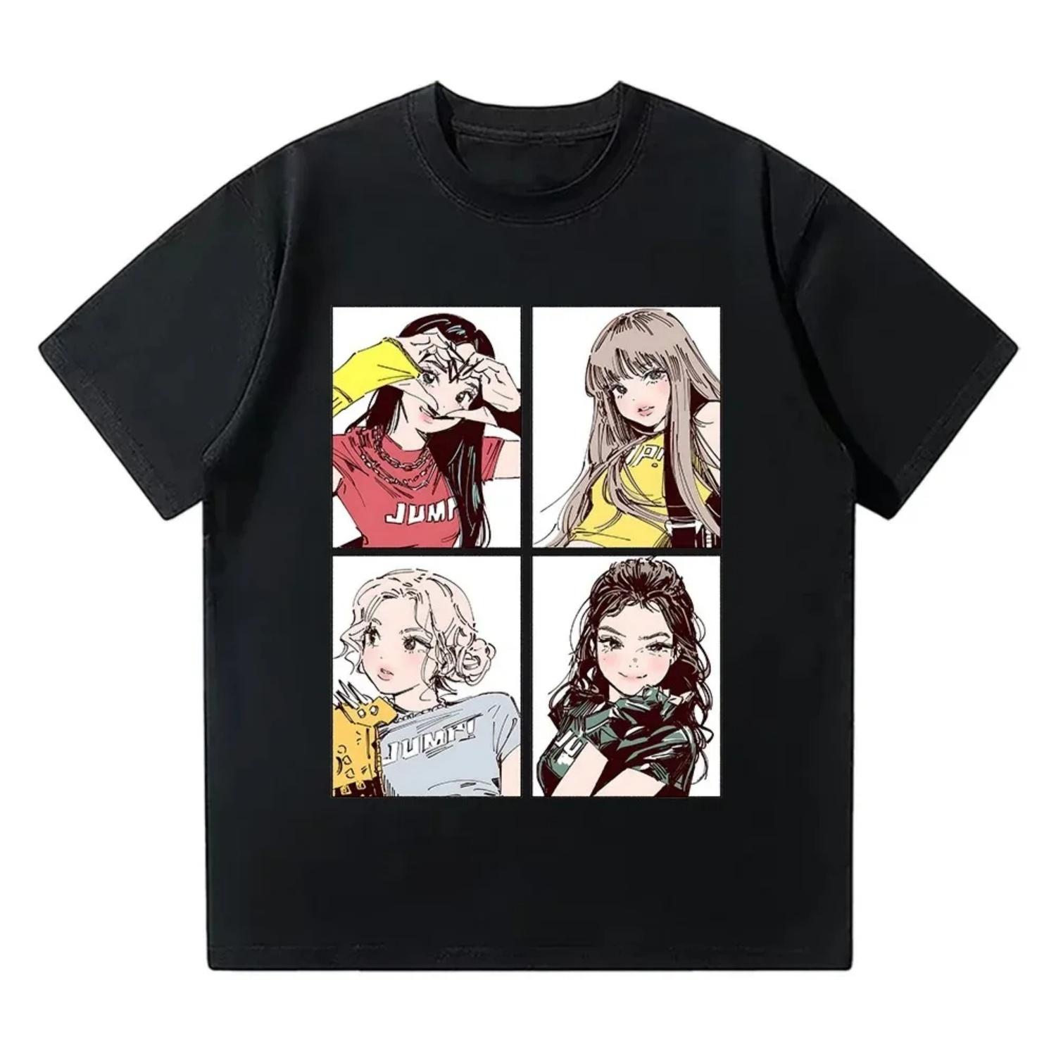 Kpop 2025 Tees Pink Girls Band Clothing Adorable Anime Graphic T Shirts Summer High Quality Cotton Comfortable Y2K Ins Tops Tees S