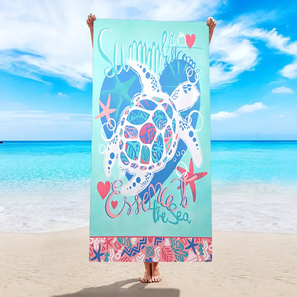 1pc Cartoon animal printed beach towel, ultra-fine fiber quick drying absorbent soft swimming towel, swimming sports towel